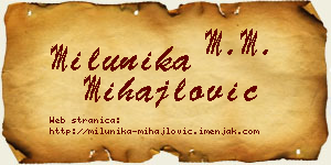 Milunika Mihajlović vizit kartica